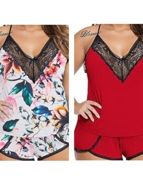 2 XAKALAKA Women Plus Size Pajamas Cami Shorts SETS Lingerie Set 4XL